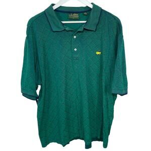 Amen Corner The Masters Argyle Cotton Golf Polo Green Blue Men XL Short Sleeve